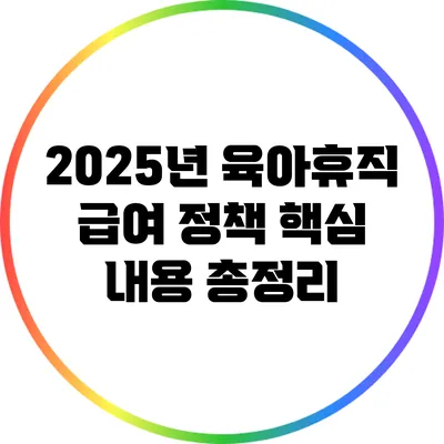 2025년 육아휴직 급여 정책 핵심 내용 총정리