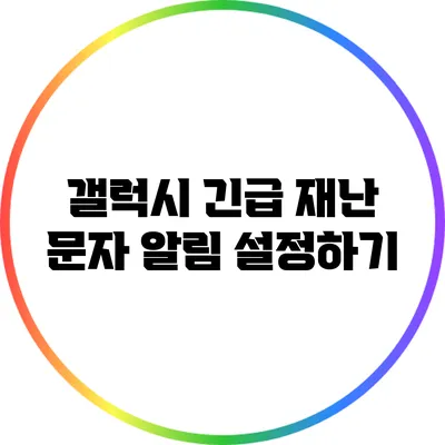 갤럭시 긴급 재난 문자 알림 설정하기