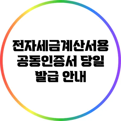 전자세금계산서용 공동인증서 당일 발급 안내