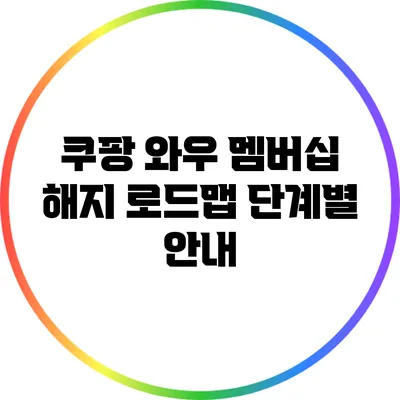 쿠팡 와우 멤버십 해지 로드맵: 단계별 안내