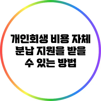 개인회생 비용 자체 분납 지원을 받을 수 있는 방법