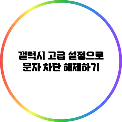 갤럭시 고급 설정으로 문자 차단 해제하기
