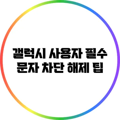 갤럭시 사용자 필수 문자 차단 해제 팁