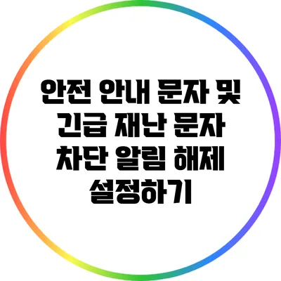 안전 안내 문자 및 긴급 재난 문자 차단 알림 해제 설정하기