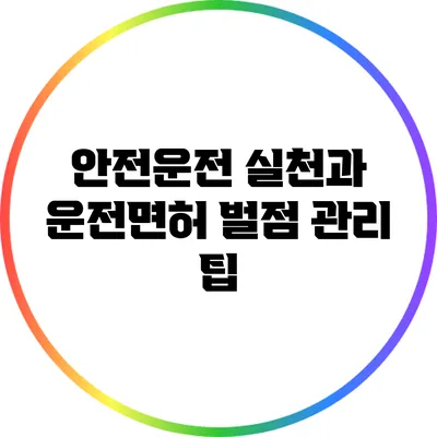 안전운전 실천과 운전면허 벌점 관리 팁