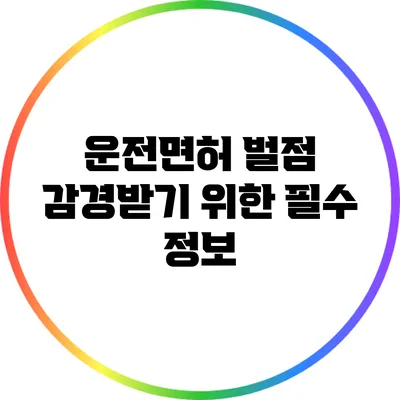 운전면허 벌점 감경받기 위한 필수 정보