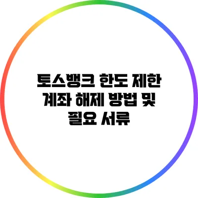 토스뱅크 한도 제한 계좌 해제 방법 및 필요 서류