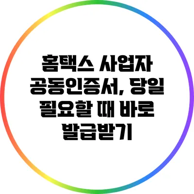 홈택스 사업자 공동인증서, 당일 필요할 때 바로 발급받기