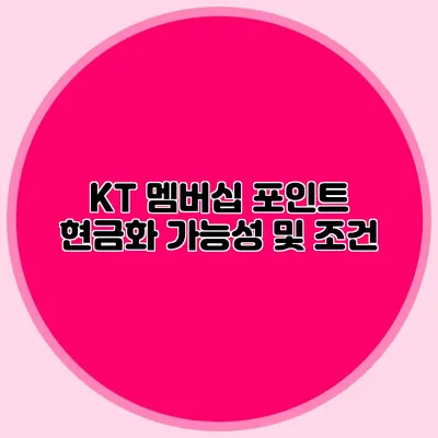 KT 멤버십 포인트 현금화 가능성 및 조건