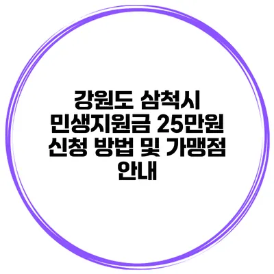 강원도 삼척시 민생지원금 25만원 신청 방법 및 가맹점 안내