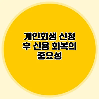 개인회생 신청 후 신용 회복의 중요성