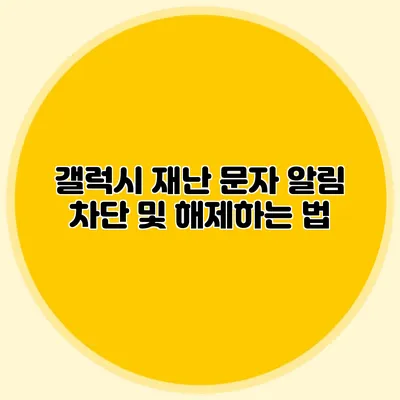 갤럭시 재난 문자 알림 차단 및 해제하는 법