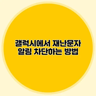 갤럭시에서 재난문자 알림 차단하는 방법