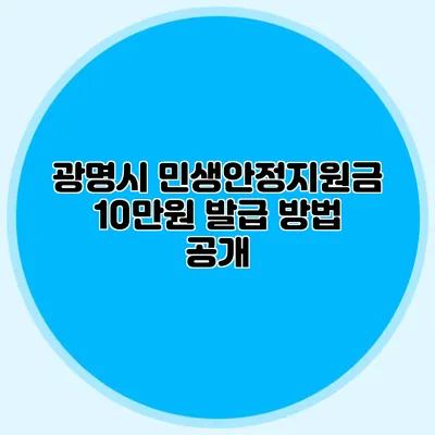 광명시 민생안정지원금 10만원 발급 방법 공개
