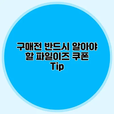 구매전 반드시 알아야 할 파일이즈 쿠폰 Tip