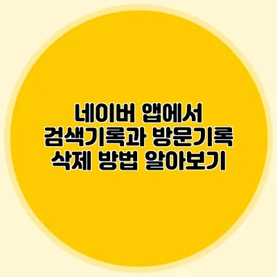네이버 앱에서 검색기록과 방문기록 삭제 방법 알아보기