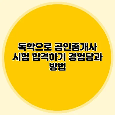 독학으로 공인중개사 시험 합격하기 경험담과 방법
