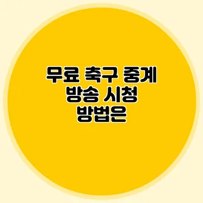 무료 축구 중계 방송 시청 방법은?