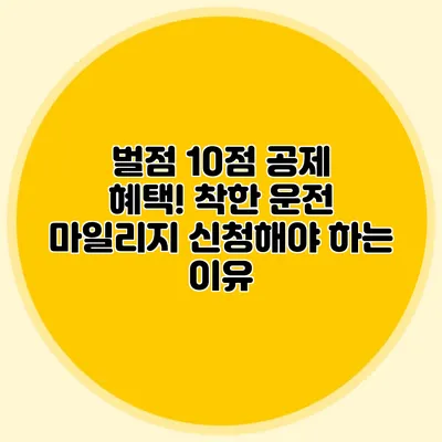 벌점 10점 공제 혜택! 착한 운전 마일리지 신청해야 하는 이유