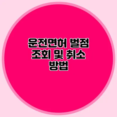 운전면허 벌점 조회 및 취소 방법