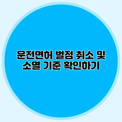운전면허 벌점 취소 및 소멸 기준 확인하기