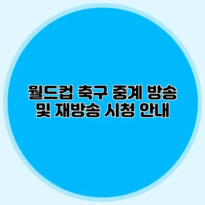 월드컵 축구 중계 방송 및 재방송 시청 안내