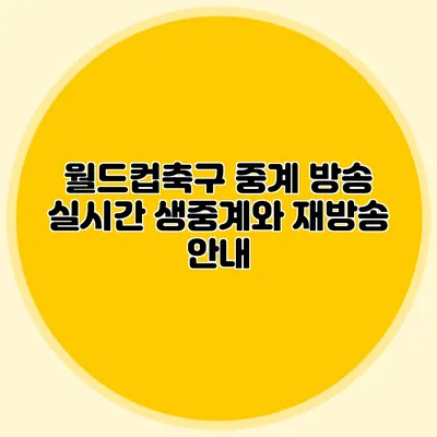 월드컵축구 중계 방송 실시간 생중계와 재방송 안내