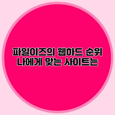 파일이즈의 웹하드 순위 나에게 맞는 사이트는?