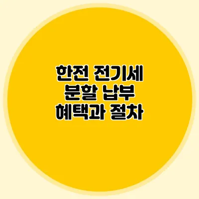 한전 전기세 분할 납부 혜택과 절차