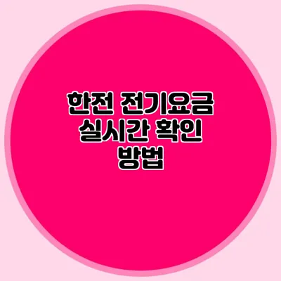한전 전기요금 실시간 확인 방법