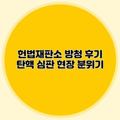 헌법재판소 방청 후기 탄핵 심판 현장 분위기