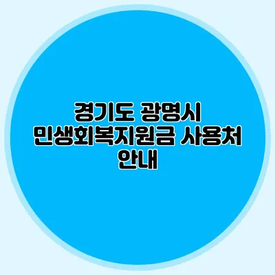 경기도 광명시 민생회복지원금 사용처 안내