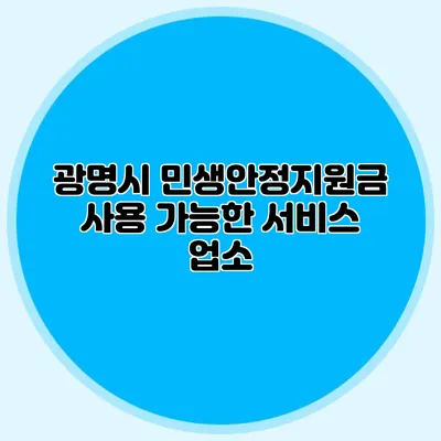 광명시 민생안정지원금 사용 가능한 서비스 업소