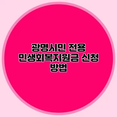 광명시민 전용 민생회복지원금 신청 방법