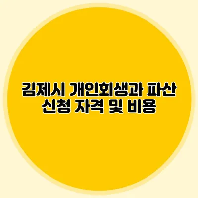 김제시 개인회생과 파산 신청 자격 및 비용