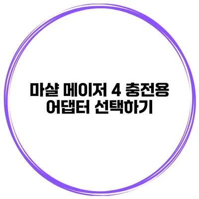 마샬 메이저 4 충전용 어댑터 선택하기
