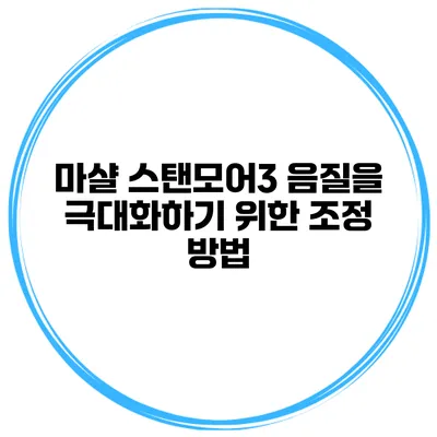 마샬 스탠모어3 음질을 극대화하기 위한 조정 방법
