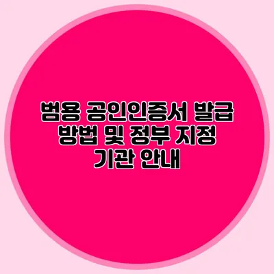 범용 공인인증서 발급 방법 및 정부 지정 기관 안내