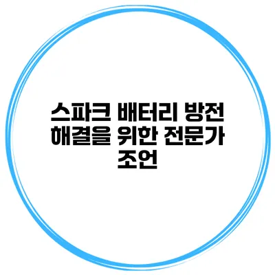 스파크 배터리 방전 해결을 위한 전문가 조언