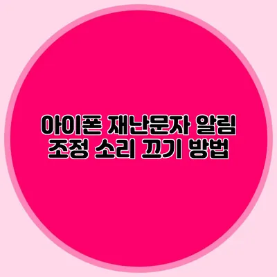 아이폰 재난문자 알림 조정 소리 끄기 방법