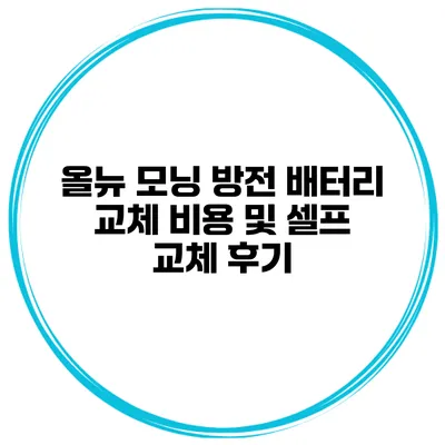 올뉴 모닝 방전 배터리 교체 비용 및 셀프 교체 후기