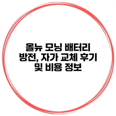올뉴 모닝 배터리 방전, 자가 교체 후기 및 비용 정보