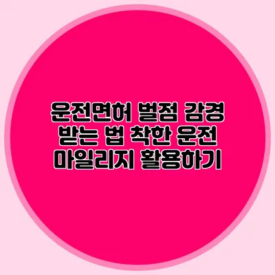 운전면허 벌점 감경 받는 법 착한 운전 마일리지 활용하기