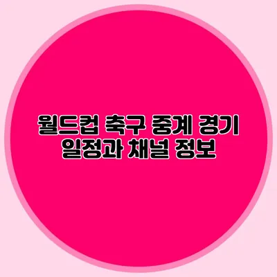 월드컵 축구 중계 경기 일정과 채널 정보