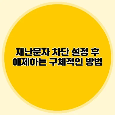 재난문자 차단 설정 후 해제하는 구체적인 방법