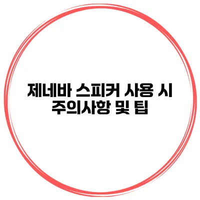 제네바 스피커 사용 시 주의사항 및 팁