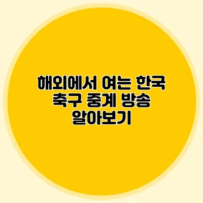 해외에서 여는 한국 축구 중계 방송 알아보기