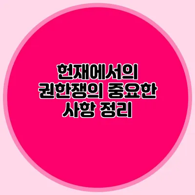 헌재에서의 권한쟁의 중요한 사항 정리